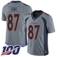 Nike Denver Broncos #87 Noah Fant Gray Men's Stitched NFL Limited Inverted Legend 100th Season Jersey