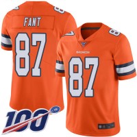 Nike Denver Broncos #87 Noah Fant Orange Men's Stitched NFL Limited Rush 100th Season Jersey