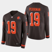 Nike Cleveland Browns #19 Breshad Perriman Brown Team Color Men's Stitched NFL Limited Therma Long Sleeve Jersey