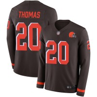 Nike Cleveland Browns #20 Tavierre Thomas Brown Team Color Men's Stitched NFL Limited Therma Long Sleeve Jersey