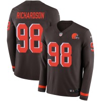Nike Cleveland Browns #98 Sheldon Richardson Brown Team Color Men's Stitched NFL Limited Therma Long Sleeve Jersey