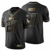 Cleveland Cleveland Browns #27 Kareem Hunt Men's Nike Black Golden Limited NFL 100 Jersey