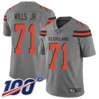 Nike Cleveland Browns #71 Jedrick Wills JR Gray Men's Stitched NFL Limited Inverted Legend 100th Season Jersey