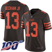 Nike Cleveland Browns #13 Odell Beckham Jr Brown Men's Stitched NFL Limited Rush 100th Season Jersey
