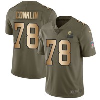 Nike Cleveland Browns #78 Jack Conklin Olive/Gold Men's Stitched NFL Limited 2017 Salute To Service Jersey