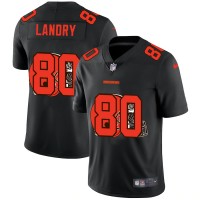 Cleveland Cleveland Browns #80 Jarvis Landry Men's Nike Team Logo Dual Overlap Limited NFL Jersey Black
