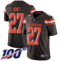 Nike Cleveland Browns #27 Kareem Hunt Brown Team Color Men's Stitched NFL 100th Season Vapor Untouchable Limited Jersey