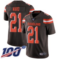 Nike Cleveland Browns #21 Denzel Ward Brown Team Color Men's Stitched NFL 100th Season Vapor Limited Jersey