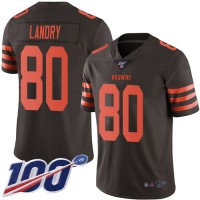 Nike Cleveland Browns #80 Jarvis Landry Brown Men's Stitched NFL Limited Rush 100th Season Jersey