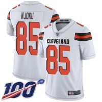 Nike Cleveland Browns #85 David Njoku White Men's Stitched NFL 100th Season Vapor Limited Jersey