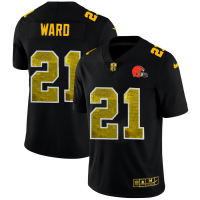 Cleveland Cleveland Browns #21 Denzel Ward Men's Black Nike Golden Sequin Vapor Limited NFL Jersey