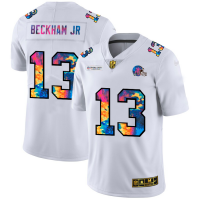 Cleveland Cleveland Browns #13 Odell Beckham Jr. Men's White Nike Multi-Color 2020 NFL Crucial Catch Limited NFL Jersey