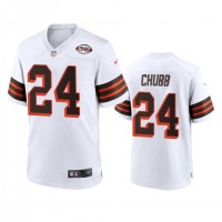 Men's Cleveland Browns #24 Nick Chubb Nike 1946 Collection Alternate Game Limited NFL Jersey - White