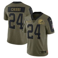 Cleveland Cleveland Browns #24 Nick Chubb Olive Nike 2021 Salute To Service Limited Player Jersey