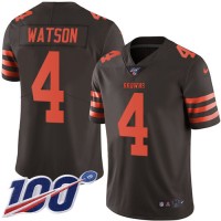 Nike Cleveland Browns #4 Deshaun Watson Brown Men's Stitched NFL Limited Rush 100th Season Jersey