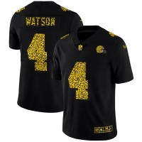 Cleveland Cleveland Browns #4 Deshaun Watson Men's Nike Leopard Print Fashion Vapor Limited NFL Jersey Black