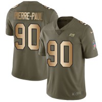 Nike Tampa Bay Buccaneers #90 Jason Pierre-Paul Olive/Gold Men's Stitched NFL Limited 2017 Salute To Service Jersey