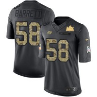 Nike Tampa Bay Buccaneers #58 Shaquil Barrett Black Men's Super Bowl LV Champions Patch NFL Limited 2016 Salute to Service Jersey