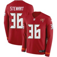 Nike Tampa Bay Buccaneers #36 M.J. Stewart Red Team Color Men's Stitched NFL Limited Therma Long Sleeve Jersey