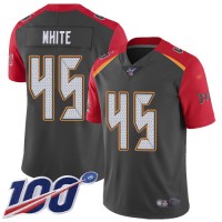 Nike Tampa Bay Buccaneers #45 Devin White Gray Men's Stitched NFL Limited Inverted Legend 100th Season Jersey