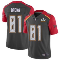 Nike Tampa Bay Buccaneers #81 Antonio Brown Gray Men's Super Bowl LV Bound Stitched NFL Limited Inverted Legend Jersey