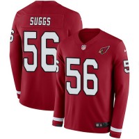 Nike Arizona Cardinals #56 Terrell Suggs Red Team Color Men's Stitched NFL Limited Therma Long Sleeve Jersey