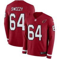 Nike Arizona Cardinals #64 J.R. Sweezy Red Team Color Men's Stitched NFL Limited Therma Long Sleeve Jersey