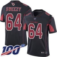 Nike Arizona Cardinals #64 J.R. Sweezy Black Men's Stitched NFL Limited Rush 100th Season Jersey