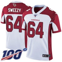 Nike Arizona Cardinals #64 J.R. Sweezy White Men's Stitched NFL 100th Season Vapor Limited Jersey