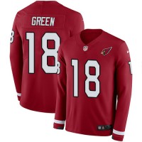 Nike Arizona Cardinals #18 A.J. Green Red Team Color Men's Stitched NFL Limited Therma Long Sleeve Jersey