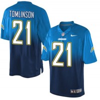 Nike Los Angeles Chargers #21 LaDainian Tomlinson Electric Blue/Navy Blue Men's Stitched NFL Elite Fadeaway Fashion Jersey