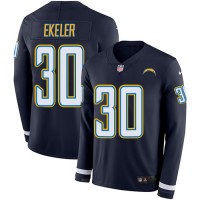 Nike Los Angeles Chargers #30 Austin Ekeler Navy Blue Team Color Men's Stitched NFL Limited Therma Long Sleeve Jersey