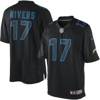 Nike Los Angeles Chargers #17 Philip Rivers Black Men's Stitched NFL Impact Limited Jersey