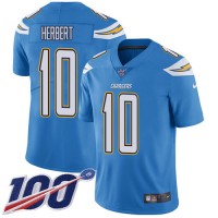Nike Los Angeles Chargers #10 Justin Herbert Electric Blue Alternate Men's Stitched NFL 100th Season Vapor Untouchable Limited Jersey