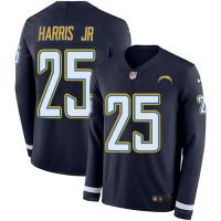 Nike Los Angeles Chargers #25 Chris Harris Jr Navy Blue Team Color Men's Stitched NFL Limited Therma Long Sleeve Jersey