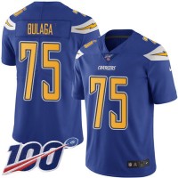 Nike Los Angeles Chargers #75 Bryan Bulaga Electric Blue Men's Stitched NFL Limited Rush 100th Season Jersey