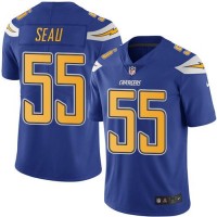 Nike Los Angeles Chargers #55 Junior Seau Electric Blue Men's Stitched NFL Limited Rush Jersey
