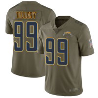 Nike Los Angeles Chargers #99 Jerry Tillery Olive Men's Stitched NFL Limited 2017 Salute to Service Jersey
