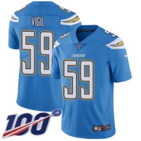 Nike Los Angeles Chargers #59 Nick Vigil Electric Blue Alternate Men's Stitched NFL 100th Season Vapor Untouchable Limited Jersey