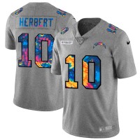 Los Angeles Los Angeles Chargers #10 Justin Herbert Men's Nike Multi-Color 2020 NFL Crucial Catch NFL Jersey Greyheather
