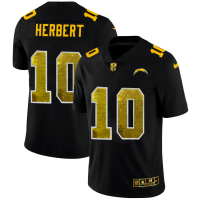 Los Angeles Los Angeles Chargers #10 Justin Herbert Men's Black Nike Golden Sequin Vapor Limited NFL Jersey