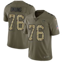Nike Los Angeles Chargers #76 Russell Okung Olive/Camo Men's Stitched NFL Limited 2017 Salute To Service Jersey