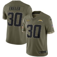 Los Angeles Los Angeles Chargers #30 Austin Ekeler Nike Men's 2022 Salute To Service Limited Jersey - Olive