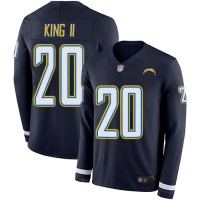 Nike Los Angeles Chargers #20 Desmond King II Navy Blue Team Color Men's Stitched NFL Limited Therma Long Sleeve Jersey