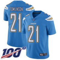 Nike Los Angeles Chargers #21 LaDainian Tomlinson Electric Blue Alternate Men's Stitched NFL 100th Season Vapor Limited Jersey