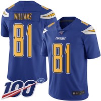 Nike Los Angeles Chargers #81 Mike Williams Electric Blue Men's Stitched NFL Limited Rush 100th Season Jersey