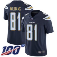 Nike Los Angeles Chargers #81 Mike Williams Navy Blue Team Color Men's Stitched NFL 100th Season Vapor Limited Jersey