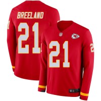 Men's Kansas City Chiefs #21 Bashaud Breeland Red Team Color Men's Stitched NFL Limited Therma Long Sleeve Jersey