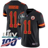 Nike Kansas City Chiefs #11 Demarcus Robinson Black Super Bowl LIV 2020 Men's Stitched NFL Limited Rush 100th Season Jersey