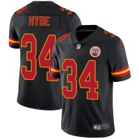 Nike Kansas City Chiefs #34 Carlos Hyde Black Men's Stitched NFL Limited Rush Jersey